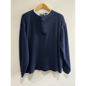 Wolverine Thermal Henley Shirt Mens L Navy Double Layer